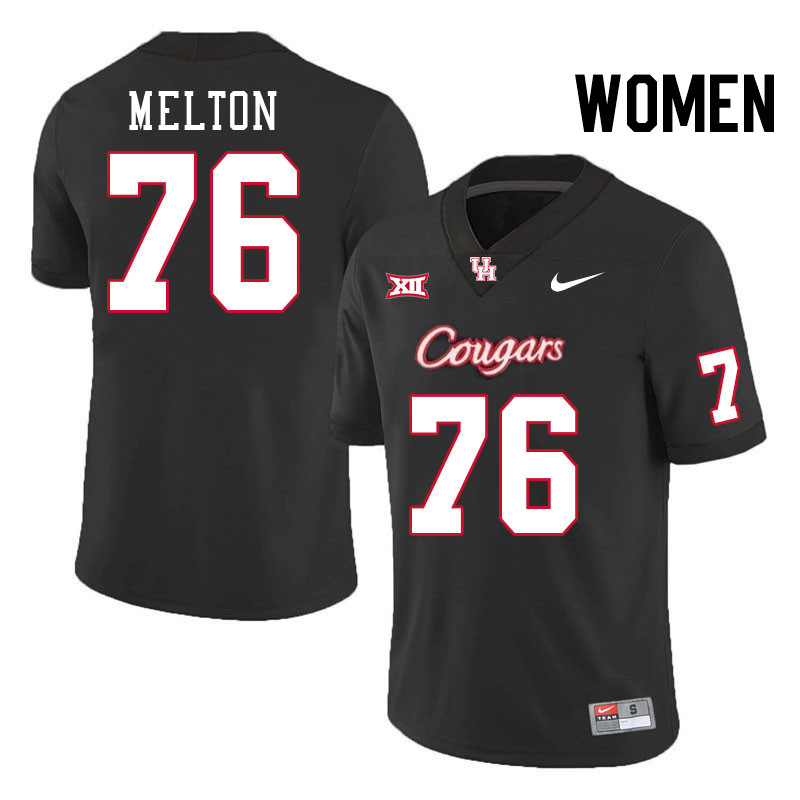 Women #76 Cedric Melton Houston Cougars College Football Jerseys Stitched-Black